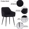 JaHECOME Chaise de salon, salle à manger en polaire avec accoudoirs et pieds en métal noir (noir)