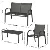 41w3F5x30kS._SL500_.jpg Sekey Salon de Jardin 4 Places, Ensemble de Meubles de Jardin avec 1 Canapé 2 Fauteuils et 1 Table, Coussins Inclusns, Convient aux Patio, Balcon et Terrasse, Gris
