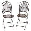 aubaho Salon de Jardin - 1 Table et 2 chaises - Fer - Style Antique - Marron