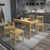 Meerveil Ensemble Table et 4 Chaises, Table de Salle à Manger Massif Pin Bois Style Classique pour Cuisine Salon Maison, 108 x 65 x 73 cm (Couleur Bois)