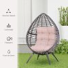 5188F36I3kL._SL500_.jpg Outsunny Fauteuil Cocon Oeuf sur Pied Design dim. 101L x 89l x 156H cm Coussin Beige déhoussable Grand Confort Inclus métal résine Grise