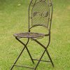 aubaho Salon de Jardin - 1 Table et 2 chaises - Fer - Style Antique - Marron