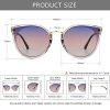SUNGAIT Femmes Oeil de Chat Lunettes de Soleil Polarisées Vintage Surdimensionné UV-Protection Lunettes de Soleil(Cadre Gris Transparent/Lentille de Gradient Pourpre)