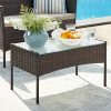 51RZTjXmtNL._SL500_.jpg SONGMICS Salon de Jardin Extérieur, Ensemble de Mobilier, Surface Tressée en PE, Table et Chaises, pour Terrasse, Jardin, Balcon, Marron et Taupe GGF004K05