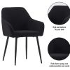 JaHECOME Chaise de salon, salle à manger en polaire avec accoudoirs et pieds en métal noir (noir)