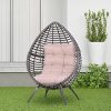 51as7GCz8kL._SL500_.jpg Outsunny Fauteuil Cocon Oeuf sur Pied Design dim. 101L x 89l x 156H cm Coussin Beige déhoussable Grand Confort Inclus métal résine Grise