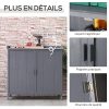 51bs6YuKJPL._SL500_.jpg Outsunny Armoire de Rangement de Jardin sur Pied, Table de rempotage 2 en 1 Double Porte, étagère, Plateau métal galvanisé - Gris