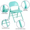 Flash Meuble Hercules Série Triple Pieds et à Double Charnière en métal Chaise Pliante, Métal, Tantalizing Teal, 4 Pack