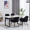 JaHECOME Chaise de salon, salle à manger en polaire avec accoudoirs et pieds en métal noir (noir)