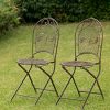aubaho Salon de Jardin - 1 Table et 2 chaises - Fer - Style Antique - Marron