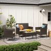 61MJvz2s40L._SL500_.jpg SONGMICS Salon de Jardin Extérieur, Ensemble de Mobilier, Surface Tressée en PE, Table et Chaises, pour Terrasse, Jardin, Balcon, Marron et Taupe GGF004K05
