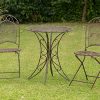 aubaho Salon de Jardin - 1 Table et 2 chaises - Fer - Style Antique - Marron