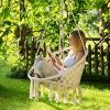 61Y2g8b0LxL._SL500_.jpg TecTake 800708 Fauteuil Suspendu Relax Design de Jardin en Coton, 1 Place, Intérieur et extérieur, Coussins Confortables Inclus - Couleur au Choix - (Beige | no. 403205)