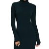 AVACOO Robe élégante en tricot, à col roulé et manches AVACOO Robe élégante en tricot, à col roulé et manches longues, tunique, robe midi, Noir , 40