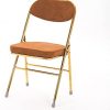 Accueil Chaise Pliante, Chaise Rembourrée En Tissu Côtelé, Chaise De Accueil Chaise Pliante, Chaise Rembourrée En Tissu Côtelé, Chaise De Salle À Manger, Chaise De Salle De Conférence, Chaise Pliante Stable (Color : Brown, Size : Golden legs)