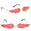 BEIFON Lunettes de Soleil en Forme Flamme Feu Lunettes de Soleil sans Monture pour Femmes Hommes Unisexes Fournitures de Fête Cadeaux Mariage Anniversaires Accessoires Cosplay Costume (Rouge)