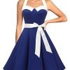 Dressystar DS1957 Robe de Bal Polka Vintage pin-up à 'Audrey Dressystar DS1957 Robe de Bal Polka Vintage pin-up à 'Audrey Hepburn' 50's 60's Rockabilly Halter,Dos Nu, Bleu Saphir et Blanc XL