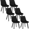 EUGAD 6 X Chaises Salon à Manger Pieds en Bois et Surface en Velours,Chaises de Salle à Manger Noir Polyvalent,0656BY-6