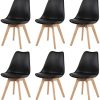 H.J WeDoo Lot de 6 Chaise de Salle à Manger Scandinave, Chaise Rembourrée pour Salle à Manger, Cuisine, Chambre - Noir