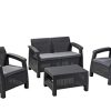 Keter Coin Salon Corfou Lounge, Aspect rotin, Graphite/Gris, Meubles Modernes Keter Coin Salon Corfou Lounge, Aspect rotin, Graphite/Gris, Meubles Modernes pour Balcon