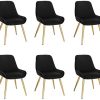 Lestarain 6 X Chaises de Salle à Manger Velours et Métal,Fauteuil de Cuisine Chaise de Salon avec Dossier,Noir