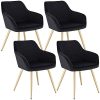 Lestarain Chaise de Salle à Manger Lot de 4 avec Lestarain Chaise de Salle à Manger Lot de 4 avec Dossier et Accoudoir,Chaise de Cuisine Noir Fauteuil Scandinave Assise en Velours et Pieds en Métal