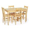 Meerveil Ensemble Table et 4 Chaises, Table de Salle à Manger Massif Pin Bois Style Classique pour Cuisine Salon Maison, 108 x 65 x 73 cm (Couleur Bois)