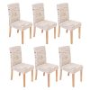 Mendler Lot de 6 chaises de séjour Littau, Tissu Words Fabric, Pieds clairs