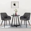OFCASA Lot de 2 chaises de salle à manger en OFCASA Lot de 2 chaises de salle à manger en simili cuir avec accoudoirs - Gris clair - Chaises capitonnées - Design rétro - Canapé - Fauteuil pour restaurant - Réception