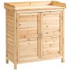 Outsunny Armoire de Jardin sur Pied avec Plateau - Double Outsunny Armoire de Jardin sur Pied avec Plateau - Double Porte, étagère - Bois de Sapin pré-huilé