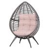 Outsunny Fauteuil Cocon Oeuf sur Pied Design dim. 101L x Outsunny Fauteuil Cocon Oeuf sur Pied Design dim. 101L x 89l x 156H cm Coussin Beige déhoussable Grand Confort Inclus métal résine Grise