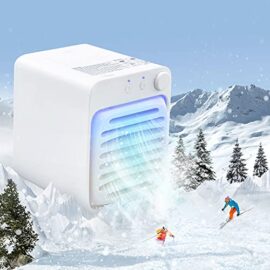 Refroidisseur d'air portable - Boîte à glaçons intégrée - Batterie 2000 mAh - Petit climatiseur alimenté par USB - Mini refroidisseur d'air mobile - Pour la maison, le bureau, le dortoir, l'extérieur