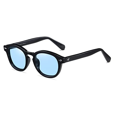 SHEEN KELLY Lunettes de soleil style mod DEPP ICONIC Johnny SHEEN KELLY Lunettes de soleil style mod DEPP ICONIC Johnny Depp homme femme VINTAGE unisexe rond bleu objectif coloré