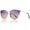 SUNGAIT Femmes Oeil de Chat Lunettes de Soleil Polarisées Vintage Surdimensionné UV-Protection Lunettes de Soleil(Cadre Gris Transparent/Lentille de Gradient Pourpre)