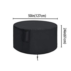 Saking - Bâche ronde pour foyer à gaz - 127 x 61 cm - Imperméable - Coupe-vent et anti-UV - Robuste - Couvertures de table pour meubles de terrasse