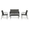 Sekey Salon de Jardin 4 Places, Ensemble de Meubles de Sekey Salon de Jardin 4 Places, Ensemble de Meubles de Jardin avec 1 Canapé 2 Fauteuils et 1 Table, Coussins Inclusns, Convient aux Patio, Balcon et Terrasse, Gris