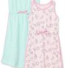 Spotted Zebra Knit Sleeveless Maxi Dresses Robe, Rose/Vert, Diamant, 4-5 Spotted Zebra Knit Sleeveless Maxi Dresses Robe, Rose/Vert, Diamant, 4-5 Ans, Lot de 2