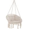 TecTake 800708 Fauteuil Suspendu Relax Design de Jardin en Coton, TecTake 800708 Fauteuil Suspendu Relax Design de Jardin en Coton, 1 Place, Intérieur et extérieur, Coussins Confortables Inclus - Couleur au Choix - (Beige | no. 403205)