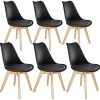 TecTake 800854 Lot de 6 Chaises de Salle à Manger Style Scandinave Mobilier d´Intérieur Pieds Bois Massif Design Moderne – Diverses Couleurs (Noir)