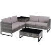 TecTake Salon en rotin 4 Places Confortable Ensemble Lounge d’extérieur TecTake Salon en rotin 4 Places Confortable Ensemble Lounge d’extérieur Salon de Jardin Meuble de Jardin – diverses Couleurs (Gris)