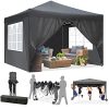 Tonnelle 3x6m/3x3m, Tonnelle de Jardin Tonnelle Pliante imperméable avec Tissu Tonnelle 3x6m/3x3m, Tonnelle de Jardin Tonnelle Pliante imperméable avec Tissu Oxford Anti-UV Premium 210D Tente de Reception avec 4 côtés Parois pour Jardin Fête Camping Mariage (3x3 m, Noir)