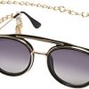 Urban Classics Sunglasses Ibiza with Chain Lunettes de Soleil, Noir/doré, Taille Unique Mixte