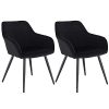 WOLTU Lot de 2 Chaises de Salle à Manger avec WOLTU Lot de 2 Chaises de Salle à Manger avec accoudoirs, Chaise de Salon Structure en métal et Assise en Velours,Noir BH93sz-2