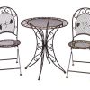 aubaho Salon de Jardin - 1 Table et 2 chaises - Fer - Style Antique - Marron