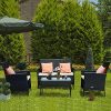 bigzzia Salon de Jardin Meubles de Jardin en Résine Tressée bigzzia Salon de Jardin Meubles de Jardin en Résine Tressée 4 Personnes avec 2 Fauteuils, 1 Canapé 2 Places et 1 Table (Noir)