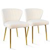 chaises de Salle à Manger Modernes en Velours - avec chaises de Salle à Manger Modernes en Velours - avec Pieds en métal doré - pour Salle à Manger, Cuisine, Le Salon (Lot de 2, Blanc)
