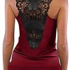 MORCHAN Femme Débardeur été décontracté Dentelle brodé imprimé Patchwork Haut Dos Nu Mode Tournesol imprimé sans Manches T-Shirt Chemise