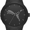 PUMA Men's Watches RESET, taille de boîtier 43 mm, mouvement PUMA Men's Watches RESET, taille de boîtier 43 mm, mouvement à trois aiguilles, bracelet en polyuréthane