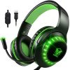 Pacrate Casque de Jeu USB Filaire avec Microphone, Casque antibruit Pacrate Casque de Jeu USB Filaire avec Microphone, Casque antibruit avec Son Surround 7.1 avec lumières LED pour PC et Macbook(Vert Noir 7.1)