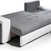 31VSWCfDtPL._AC_.jpg Canapé d'angle Simon 255 cm - Convertible et réversible avec Coffre - 3 Places - Simili Blanc/Tissu Gris + 2 poufs